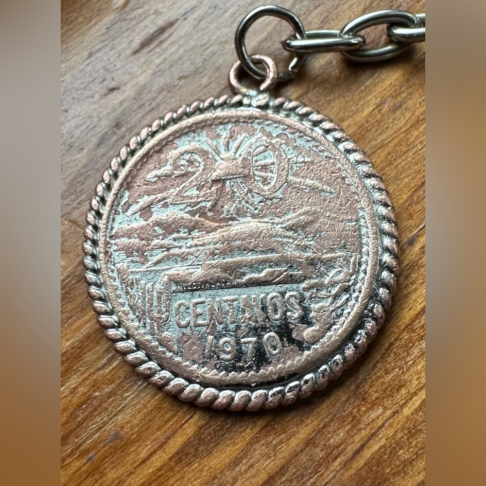 Vintage 20 Centavos Coin Keychain